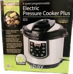 Presto 02141 6-Quart Electric Pressure Cooker, Black, Silver, Stainless Steel