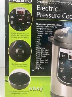 Presto 6 Quart Programmable Electric Pressure Cooker Plus. Model #02141
