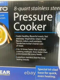Presto 8 Quart Stainless Steel Pressure Cooker. Works on Induction Tops! #01370