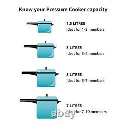 Silver Stainless Steel Pressure Cooker Deluxe Alpha 4L Outer Lid Durable Handles