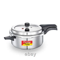 Stainless Steel Silver Pressure Cooker 5 L Deep Lid Spillage Control Outer Lid