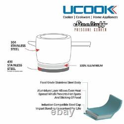 United UCOOK Stainless Steel Inner Lid 3 Litre Silver Color Pressure Cooker