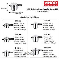 Vinod 18/8 Stainless Steel Regular Outer Lid Pressure Cooker 7 Litres