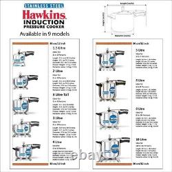 Cocotte à pression en acier inoxydable Hawkins avec couvercle intérieur compatible induction, 2 litres.