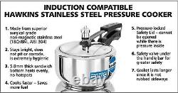 Cocotte à pression en acier inoxydable Hawkins avec couvercle intérieur compatible induction, 2 litres.