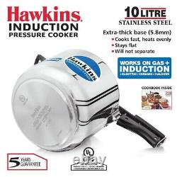 Hawkins Acier Inoxydable 10 Litre Induction Base De Pression Cooker, Hss10