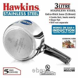 Hawkins B60 Cuisinière À Large Pression En Acier Inoxydable, 3 Litres, Argent, Induction