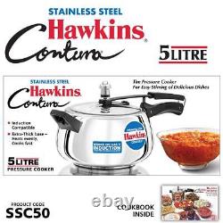 Hawkins Contura Cuisinière De Pression En Acier Inoxydable, 5 Ltr, (argent)- Livraison Gratuite