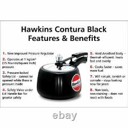 Indian New Hawkins Black Contura Pressure Cooker 3 Liter